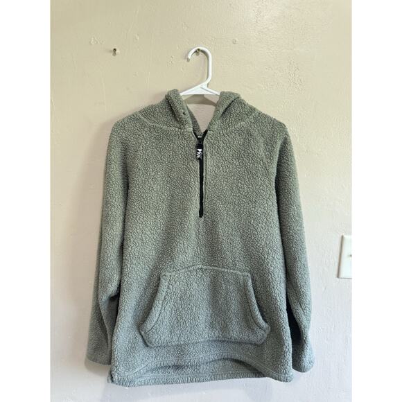 Woman’s Victoria Secret Pink Sherpa Quarter Zip Green Size Small - Picture 1 of 3